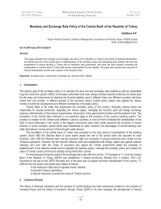 Monetary and Exchange Rate Policy of the Central Bank of... Mediterranean Journal of Social Sciences Validova A.F. MCSER Publishing, Rome-Italy