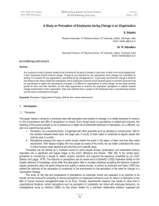 A Study on Perception of Employees during Change in an... Mediterranean Journal of Social Sciences E. Rebeka MCSER Publishing, Rome-Italy