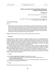 A Study on the Factors Influencing Workplace Bullying and M. Rajalakshmi