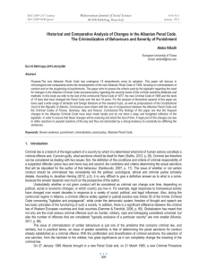 Historical and Comparative Analysis of Changes in the Albanian Penal... The Criminalization of Behaviours and Severity of Punishment