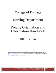 College of DuPage Nursing Department Faculty Orientation and