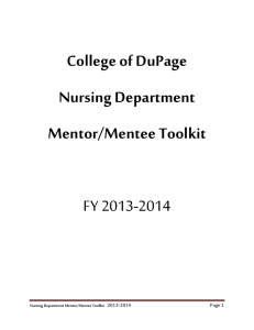 College of DuPage Nursing Department Mentor/Mentee Toolkit