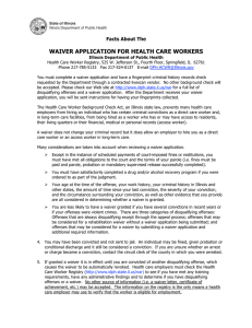 WAIVER APPLICATION FOR HEALTH CARE WORKERS  Facts About The