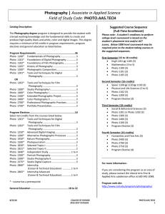 Photography | Field of Study Code:  Suggested Course Sequence