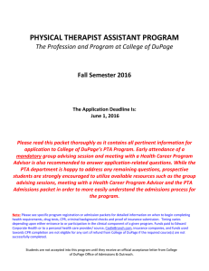 PHYSICAL THERAPIST ASSISTANT PROGRAM Fall Semester 2016