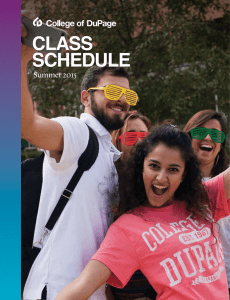 CLASS SCHEDULE Summer 2015