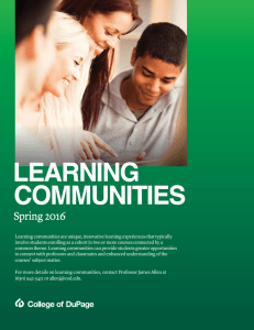 LEARNING COMMUNITIES Spring 2016