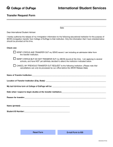 International Student Services College of DuPage Transfer Request Form