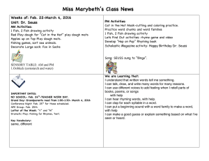 Miss Marybeth’s Class News Weeks of: Feb. 22-March 4, 2016