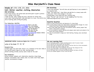 Miss Marybeth’s Class News Weeks of: Unit: Winter: weather, clothing, hibernation