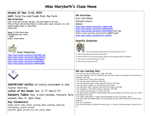 Miss Marybeth’s Class News Weeks of: Nov. 2-12, 2015 Unit: