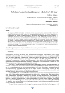 An Analysis of Local and Immigrant Entrepreneurs in South Africa’s... Mediterranean Journal of Social Sciences Dr Simon Radipere MCSER Publishing, Rome-Italy