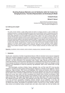 Revisiting Employee Motivation and Job Satisfaction within the Context of... Emerging Economy: Theoretical Representation and Developing the Model