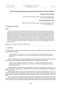 African Proverbs about Women: Semantic Import and Impact in African... Mediterranean Journal of Social Sciences Anthonia A. Dickson (Ph.D) MCSER Publishing, Rome-Italy