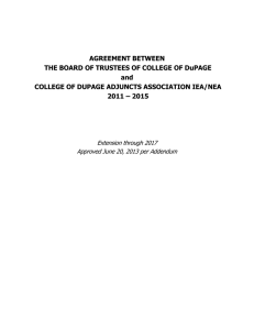 AGREEMENT BETWEEN THE BOARD OF TRUSTEES OF COLLEGE OF DuPAGE and