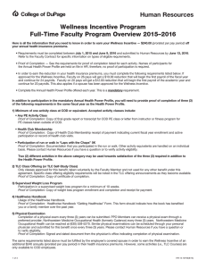 Human Resources Wellness Incentive Program Full-Time Faculty Program Overview 2015–2016