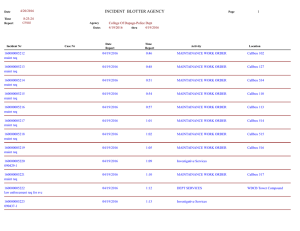 INCIDENT  BLOTTER AGENCY