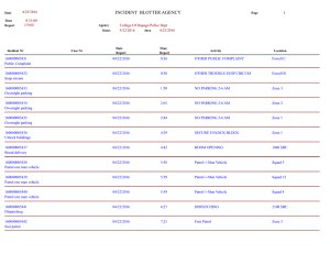 INCIDENT  BLOTTER AGENCY