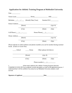 Application for Athletic Training Program at Methodist University