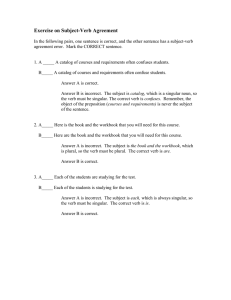 Exercise on Subject-Verb Agreement