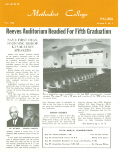 Reeves Auditorium Readied For Fifth Graduation NAME FIRST DEAN, FOUNDING BISHOP