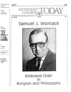 Samuel J. womack Endowed Chair Religion and Philosophy EGE;
