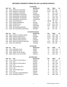 METHODIST UNIVERSITY SPRING 2012 DAY and ONLINE SCHEDULE