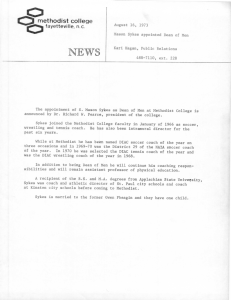 NEWS methodist college fayetteville, n.c. August 16, 1973