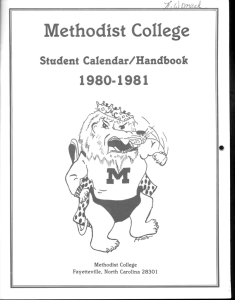 Methodist College 1980-1981 Student Calendar/Handbook Fayetteville, North Carolina 28301