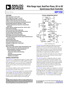 ADP1850 Wide Range Input, Dual/Two-Phase, DC-to-DC Synchronous Buck Controller Data Sheet