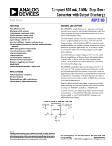 Compact 600 mA, 3 MHz, Step-Down Converter with Output Discharge ADP2109 Data Sheet