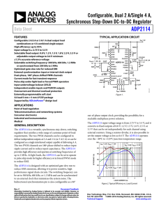 ADP2114 Configurable, Dual 2 A/Single 4 A, Synchronous Step-Down DC-to-DC Regulator Data Sheet
