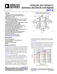 ADP2116 Configurable, Dual 3 A/Single 6 A, Synchronous, Step-Down DC-to-DC Regulator Data Sheet
