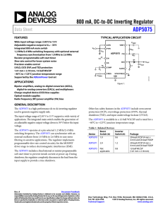 ADP5075 800 mA, DC-to-DC Inverting Regulator Data Sheet FEATURES