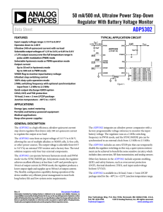 ADP5302 50 mA/500 mA, Ultralow Power Step-Down Regulator With Battery Voltage Monitor