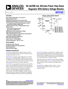 50 mA/500 mA, Ultralow Power Step-Down Regulator With Battery Voltage Monitor ADP5303