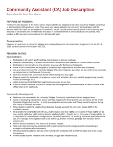 Community Assistant (CA) Job Description PURPOSE OF POSITION: Supervised By: Area Coordinator