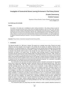 Investigation of Constructivist Science Learning Environment in Thai Primary Schools