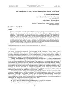 Staff Development in Primary Schools: A Survey from Tembisa, South... Mediterranean Journal of Social Sciences Dr Welcome Mswazi Kubeka MCSER Publishing, Rome-Italy