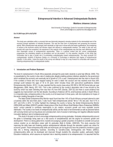 Entrepreneurial Intention in Advanced Undergraduate Students Mediterranean Journal of Social Sciences