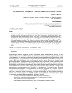 Sexual Promiscuity among African Adolescent Females in Sub- Saharan Countries