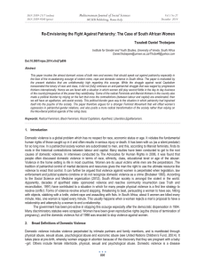 Re-Envisioning the Fight Against Patriarchy: The Case of South African Women Mediterranean Journal of Social Sciences Tsoaledi Daniel Thobejane MCSER Publishing, Rome-Italy