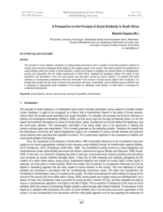 A Perspective on the Principle of Social Solidarity in South... Mediterranean Journal of Social Sciences Mashele Rapatsa (Mr.) MCSER Publishing, Rome-Italy