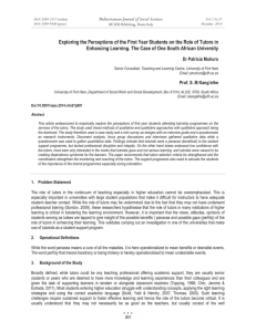 Exploring the Perceptions of the First Year Students on the... Enhancing Learning. The Case of One South African University