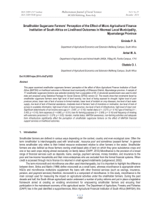 Smallholder Sugarcane Farmers’ Perception of the Effect of Micro Agricultural... Institution of South Africa on Livelihood Outcomes in Nkomazi Local...