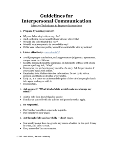 Guidelines for Interpersonal Communication Effective Techniques to Improve Interactions