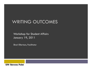 WRITING OUTCOMES Workshop for Student Affairs January 19, 2011 Shari Ellertson, Facilitator