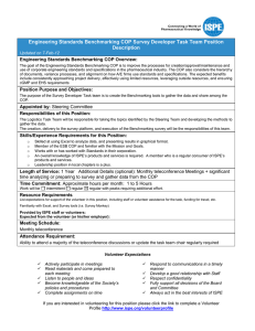 Engineering Standards Benchmarking COP Survey Developer Task Team Position Description
