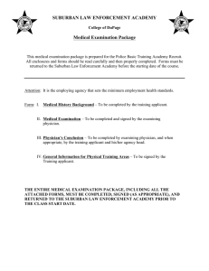 SUBURBAN LAW ENFORCEMENT ACADEMY Medical Examination Package