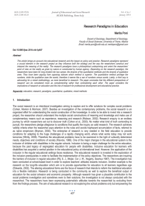 Research Paradigms in Education Merita Poni Journal of Educational and Social Research